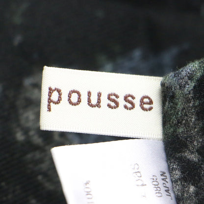 コットン フランネル フラワープリント ブラウス / プルオーバー 長袖 クルーネック ワイド ドロップショルダー