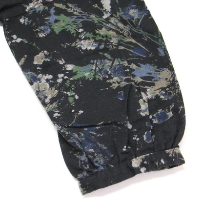 コットン フランネル フラワープリント ブラウス / プルオーバー 長袖 クルーネック ワイド ドロップショルダー