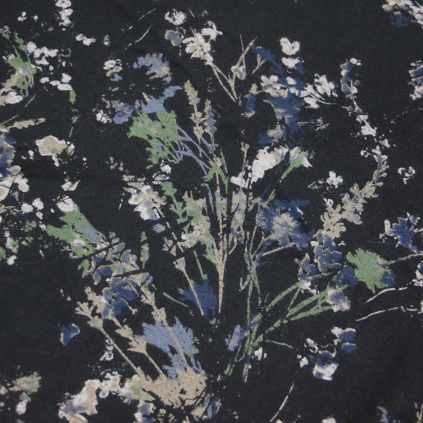 コットン フランネル フラワープリント ブラウス / プルオーバー 長袖 クルーネック ワイド ドロップショルダー