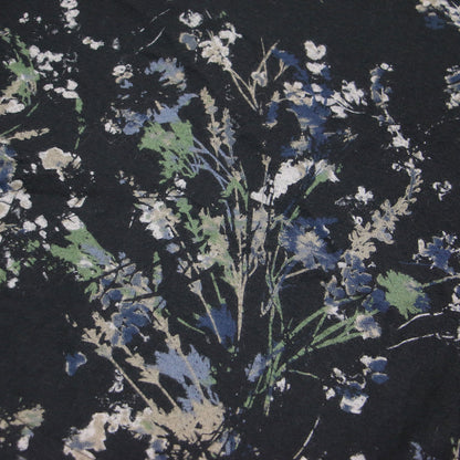 コットン フランネル フラワープリント ブラウス / プルオーバー 長袖 クルーネック ワイド ドロップショルダー