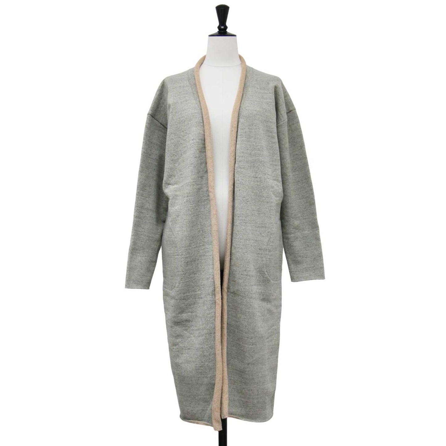 × yohaku 25春夏 吊り編み 茶綿 スウェット ロング カーディガン / 長袖 裏毛 パイル コットン ユニセックス