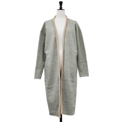 × yohaku 25春夏 吊り編み 茶綿 スウェット ロング カーディガン / 長袖 裏毛 パイル コットン ユニセックス