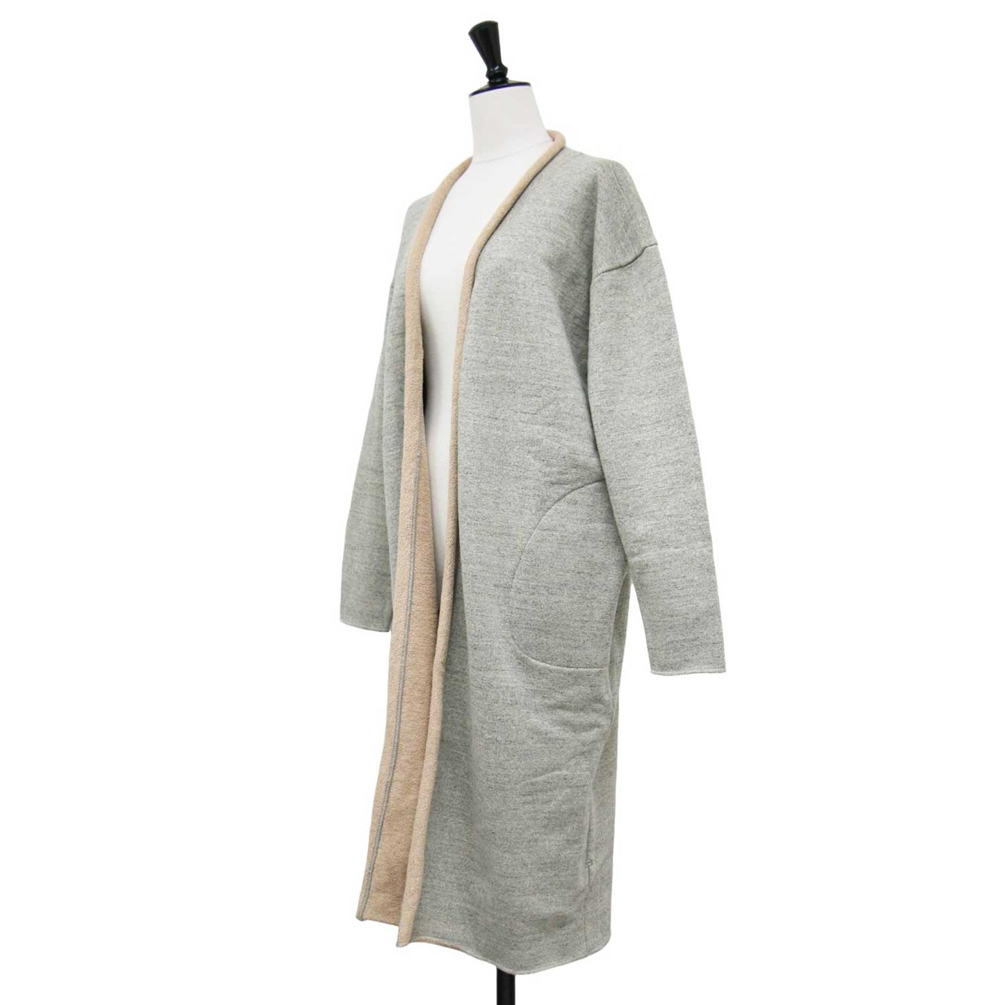 × yohaku 25春夏 吊り編み 茶綿 スウェット ロング カーディガン / 長袖 裏毛 パイル コットン ユニセックス