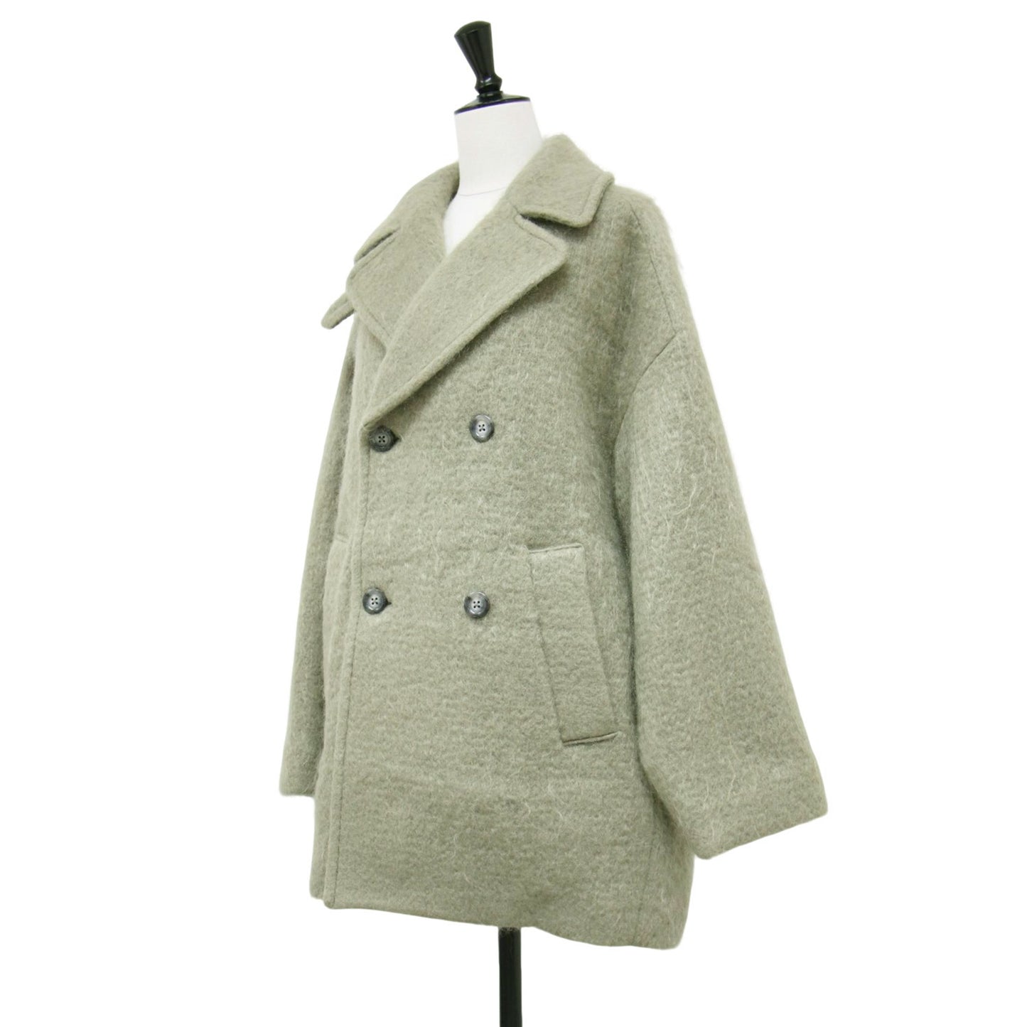 × HAPPY PLUS STORE 別注 24秋冬 モヘア ピーコート / Pコート ミディ丈 シャギー コクーンシルエット ウール