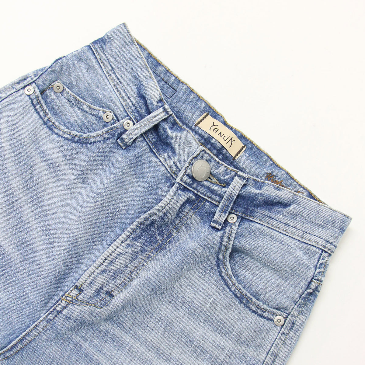 ハイウエスト スリム テーパード デニム パンツ / RUTH トリックデニム ストレッチ コットン