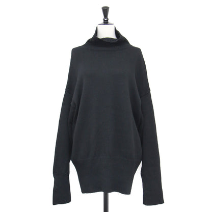 WIDE TRIM POニット / 長袖 チュニック丈 ハイネック スリット リブ