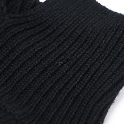 WIDE TRIM POニット / 長袖 チュニック丈 ハイネック スリット リブ