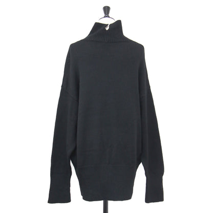 WIDE TRIM POニット / 長袖 チュニック丈 ハイネック スリット リブ