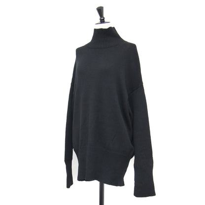 WIDE TRIM POニット / 長袖 チュニック丈 ハイネック スリット リブ