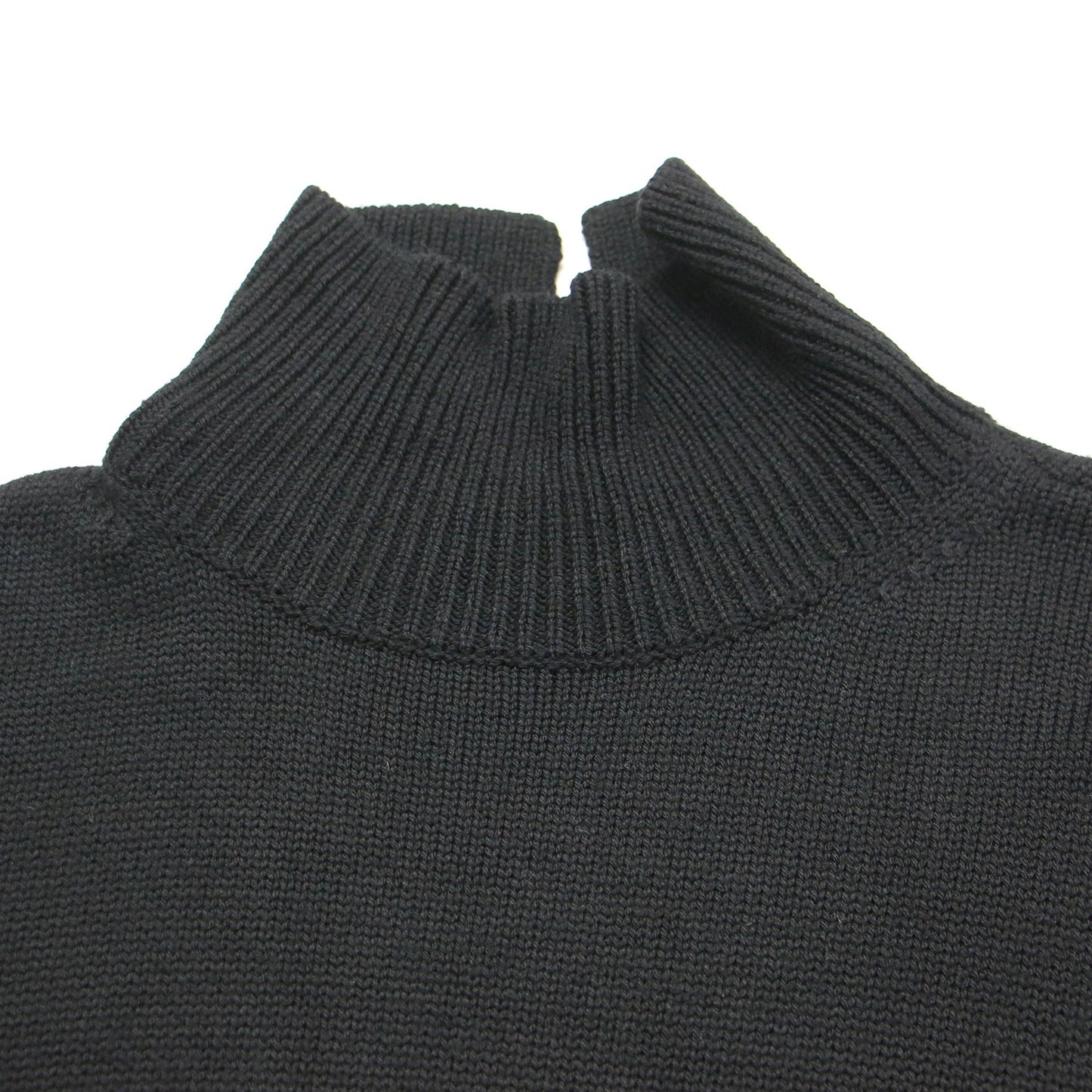 WIDE TRIM POニット / 長袖 チュニック丈 ハイネック スリット リブ