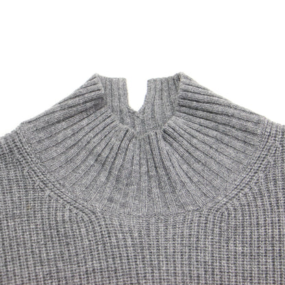 ハイネック 畦編み ニット / プルオーバー 長袖 オーバーサイズ スリット ウール カシミヤ