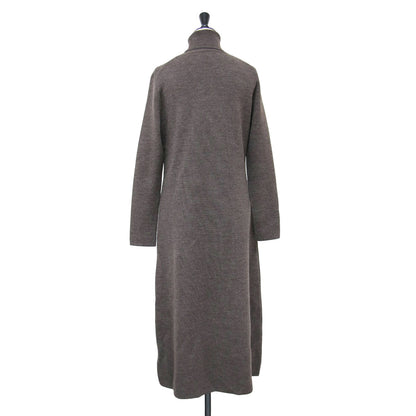 24秋冬 × Demi-Luxe BEAMS ミラノリブ タートル ワンピース / ニットワンピース ロング丈 長袖 フレア ウール