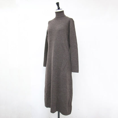 24秋冬 × Demi-Luxe BEAMS ミラノリブ タートル ワンピース / ニットワンピース ロング丈 長袖 フレア ウール