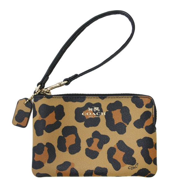 COACH コーチ ポーチ財布　コーナージップリストレット レオパード豹柄 公式】コーチアウトレット | コーナー ジップ リストレット