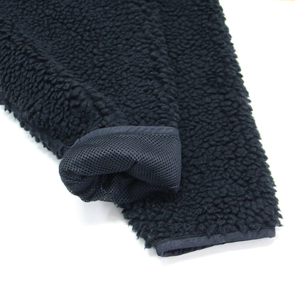 ボア フリース ノーカラー コート / ロング パイピング ビッグシルエット フェイクムートン