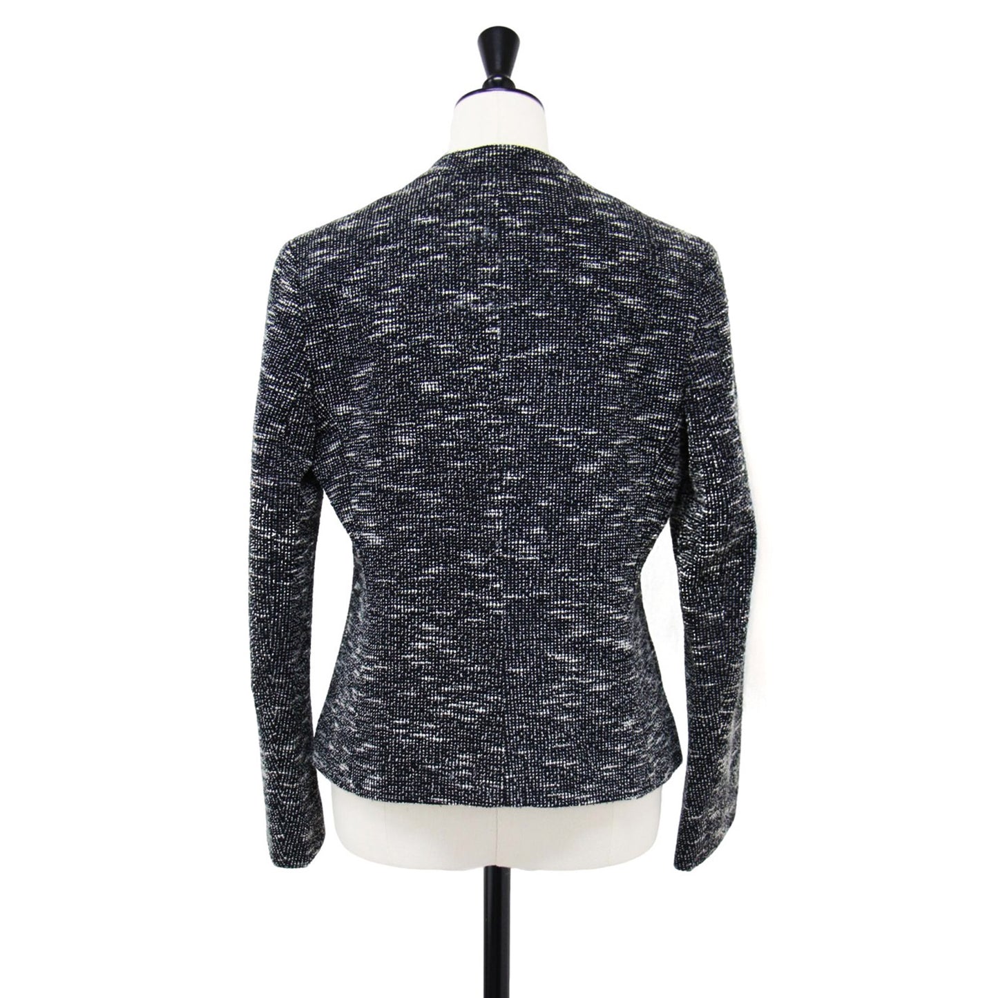 ツイード ノーカラー ジャケット / 長袖 ストレッチ コットン リネン ショート丈