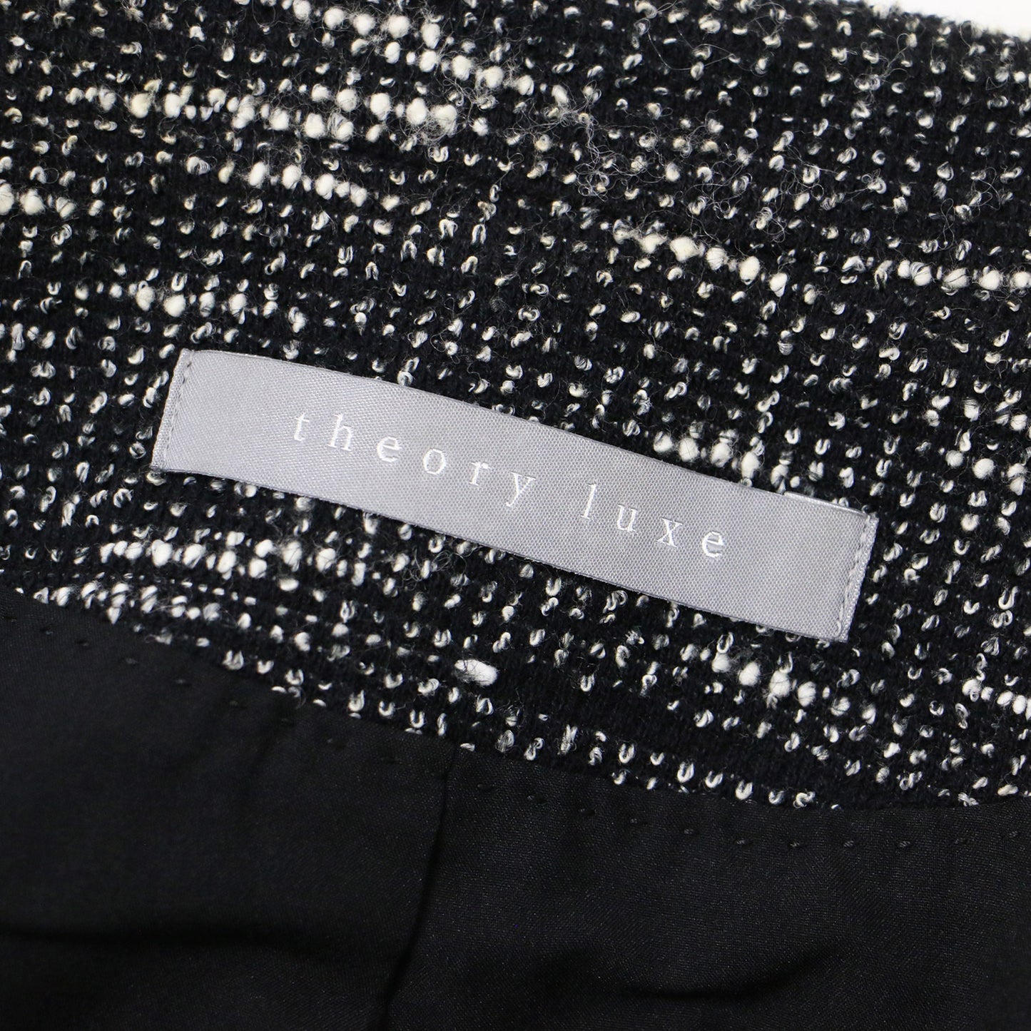 ツイード ノーカラー ジャケット / 長袖 ストレッチ コットン リネン ショート丈