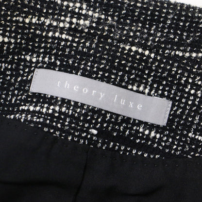 ツイード ノーカラー ジャケット / 長袖 ストレッチ コットン リネン ショート丈