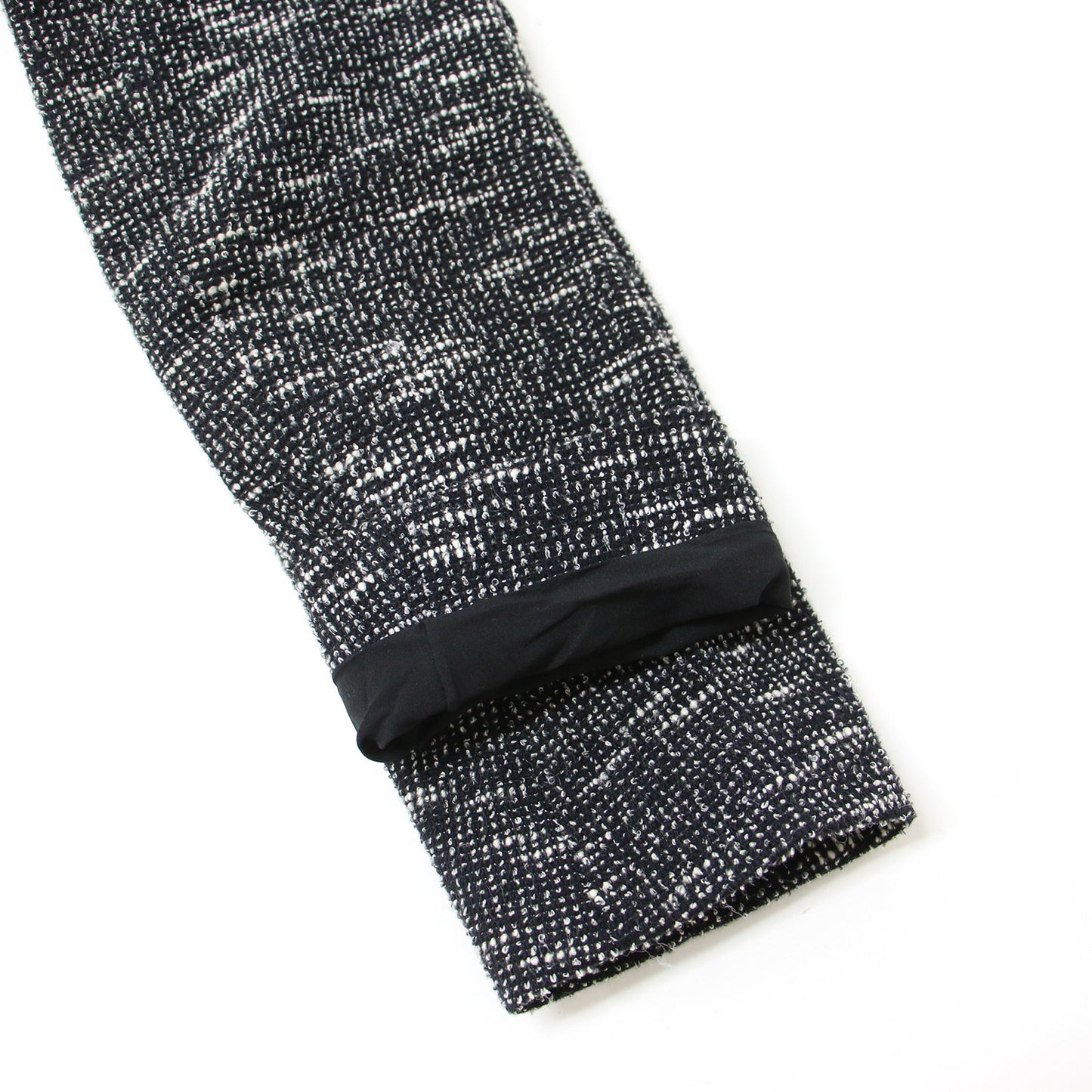 ツイード ノーカラー ジャケット / 長袖 ストレッチ コットン リネン ショート丈