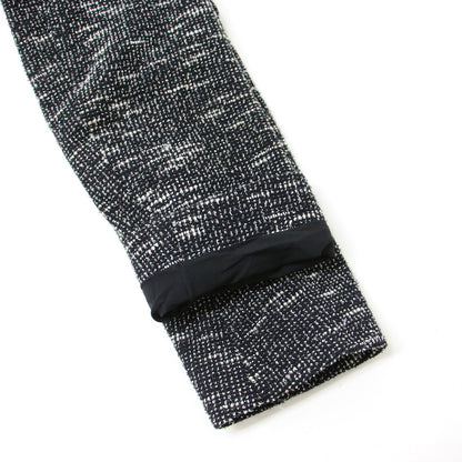 ツイード ノーカラー ジャケット / 長袖 ストレッチ コットン リネン ショート丈