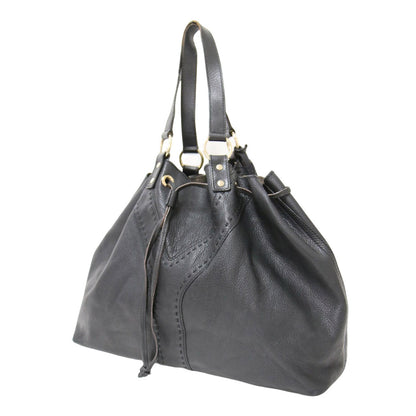 レザー リバーシブル トートバッグ / ショルダー 肩掛け メタリック 巾着型