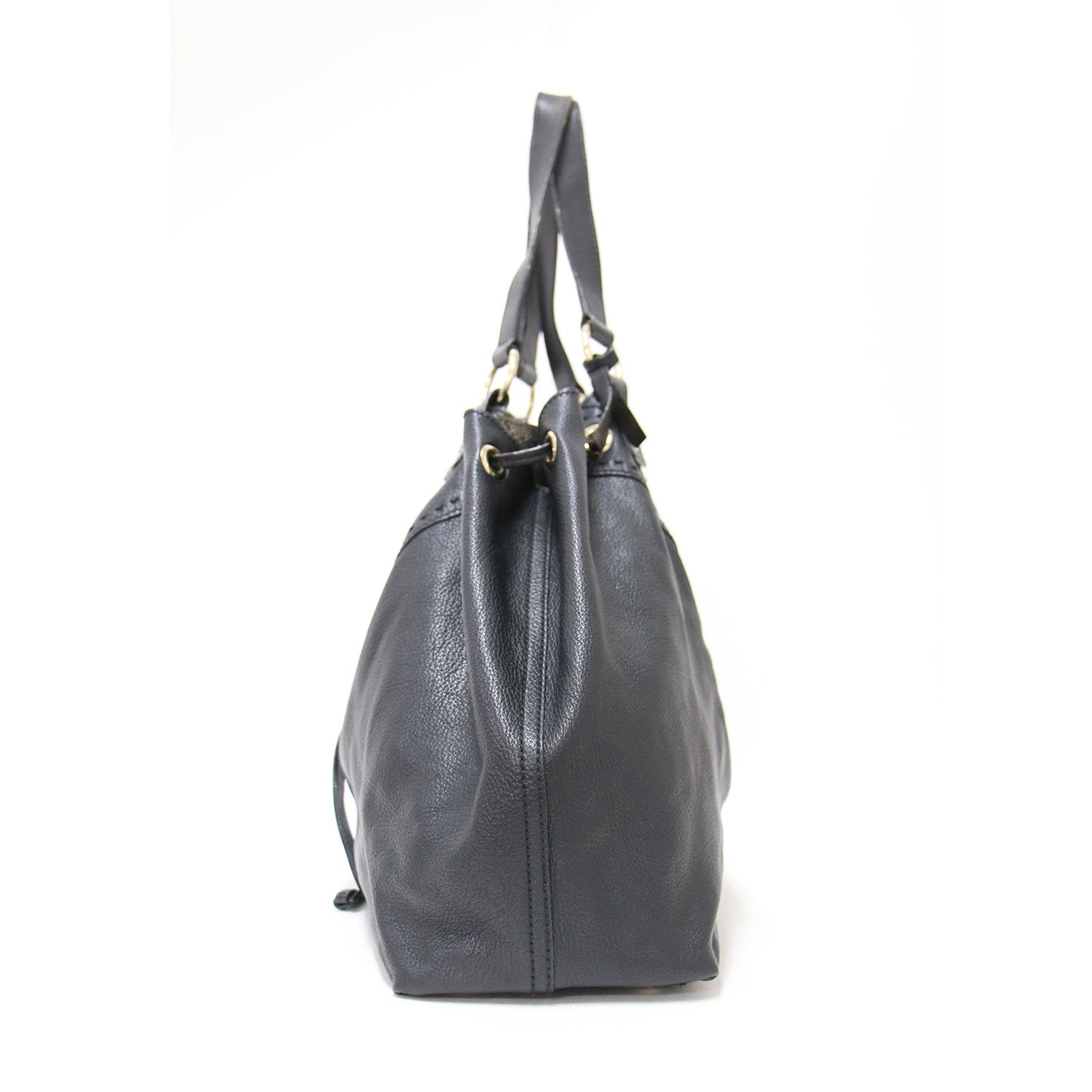 レザー リバーシブル トートバッグ / ショルダー 肩掛け メタリック 巾着型