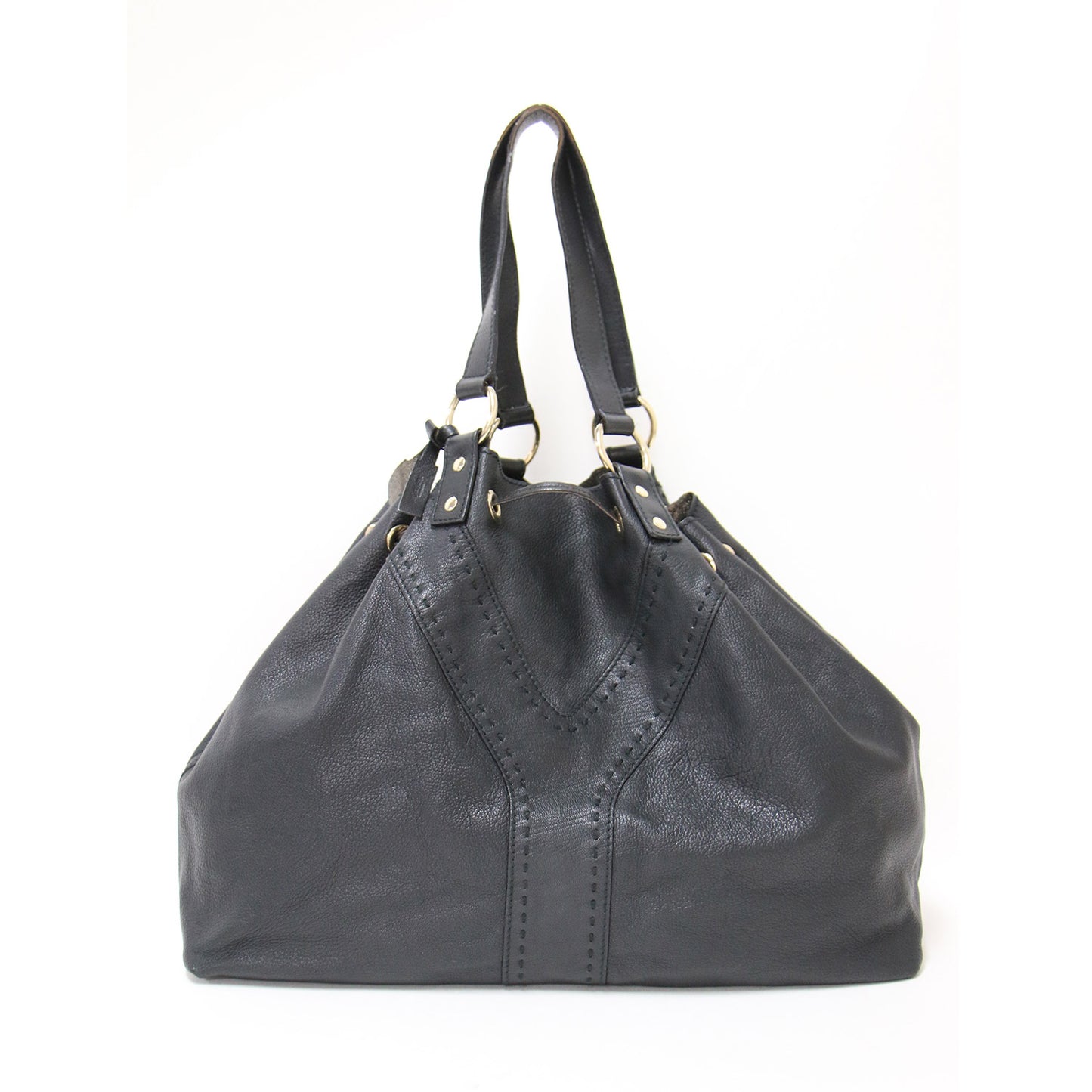 レザー リバーシブル トートバッグ / ショルダー 肩掛け メタリック 巾着型