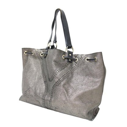 レザー リバーシブル トートバッグ / ショルダー 肩掛け メタリック 巾着型