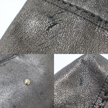 レザー リバーシブル トートバッグ / ショルダー 肩掛け メタリック 巾着型