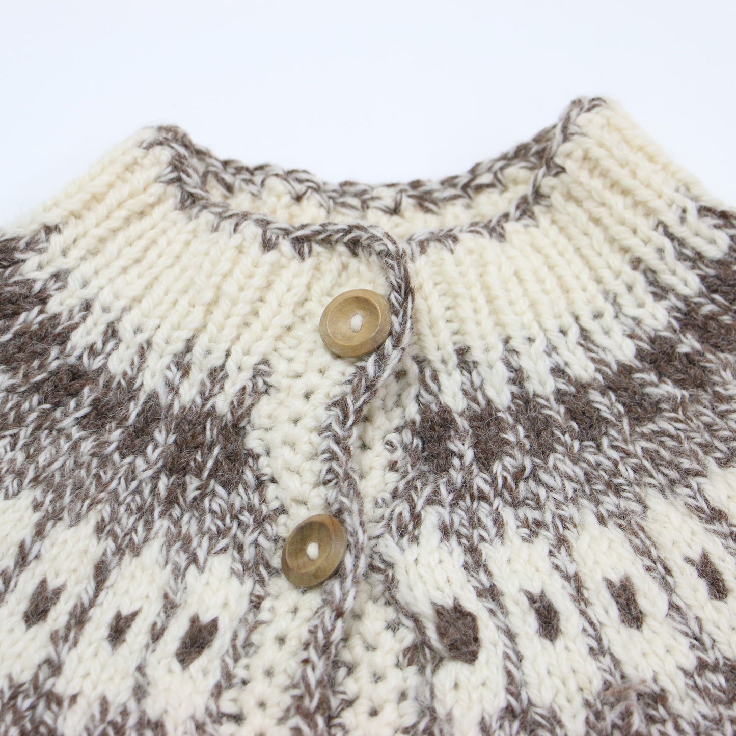 ノルディック柄 ウール カーディガン / ニット ハイネック 長袖 ローゲージ