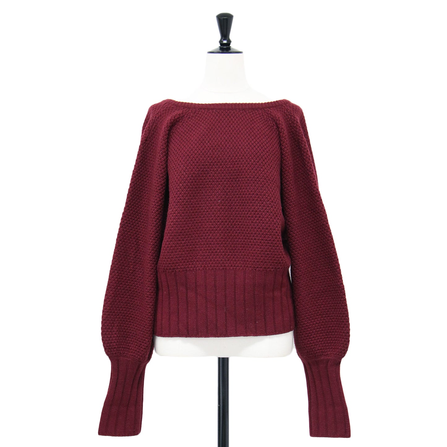 ボリュームスリーブ プルオーバー ニット / 長袖 クルーネック カシュクール 前後2WAY ウール