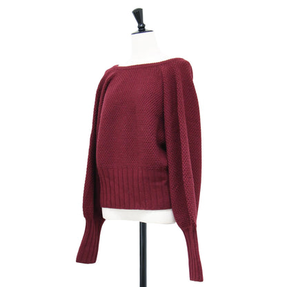 ボリュームスリーブ プルオーバー ニット / 長袖 クルーネック カシュクール 前後2WAY ウール