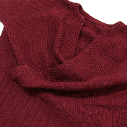 ボリュームスリーブ プルオーバー ニット / 長袖 クルーネック カシュクール 前後2WAY ウール
