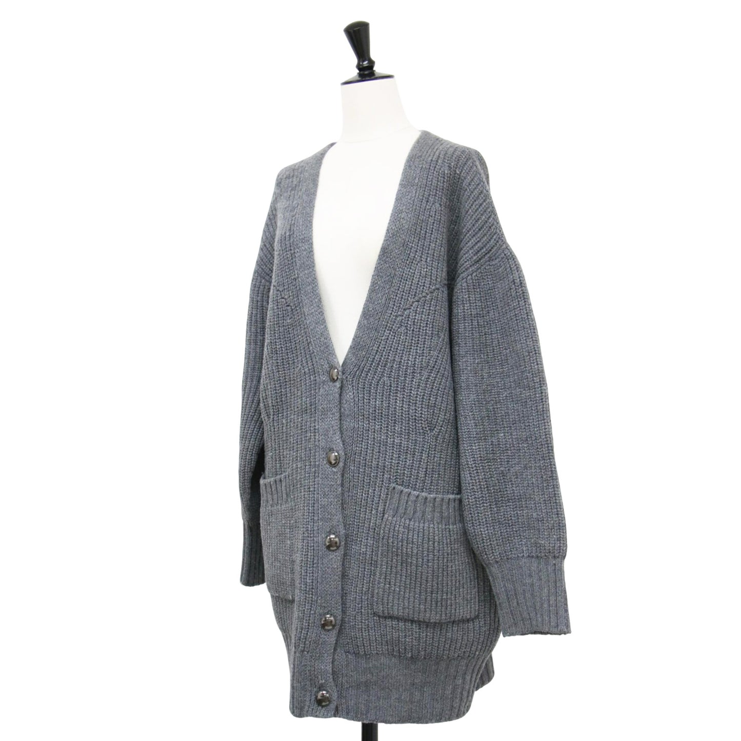 22秋冬 カーヴィーフォルム カーディガン / ニット ミドル丈 長袖 Vネック ウール