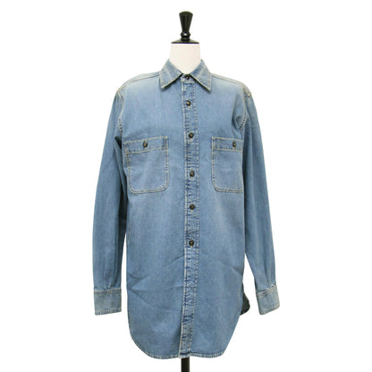24秋冬 デニム ロング シャツ / 長袖 ヴィンテージ加工 コットン ユニセックス