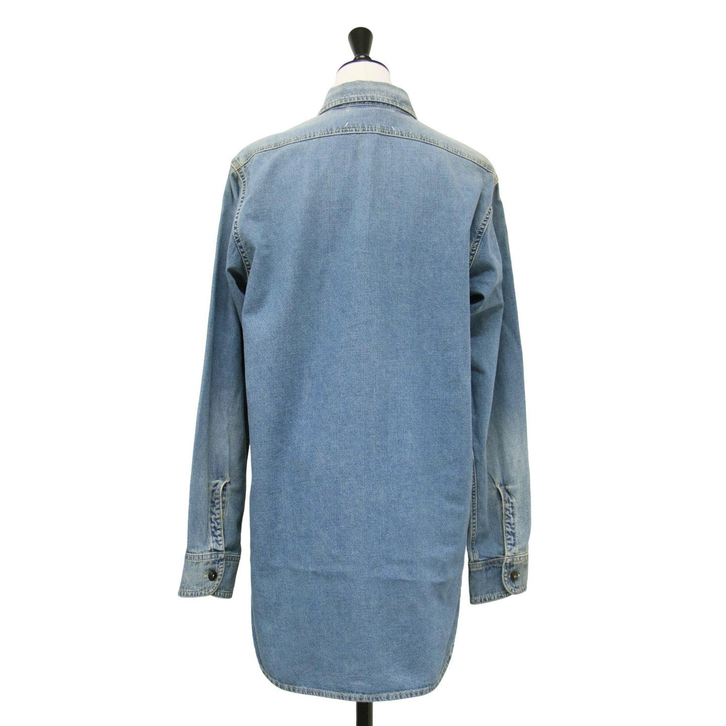 24秋冬 デニム ロング シャツ / 長袖 ヴィンテージ加工 コットン ユニセックス