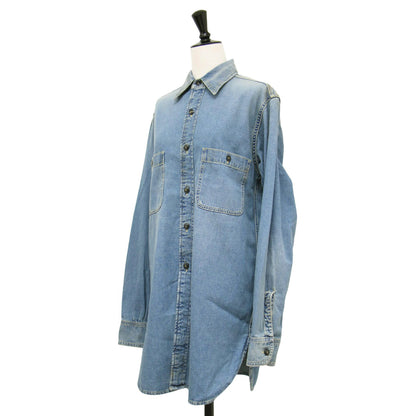 24秋冬 デニム ロング シャツ / 長袖 ヴィンテージ加工 コットン ユニセックス