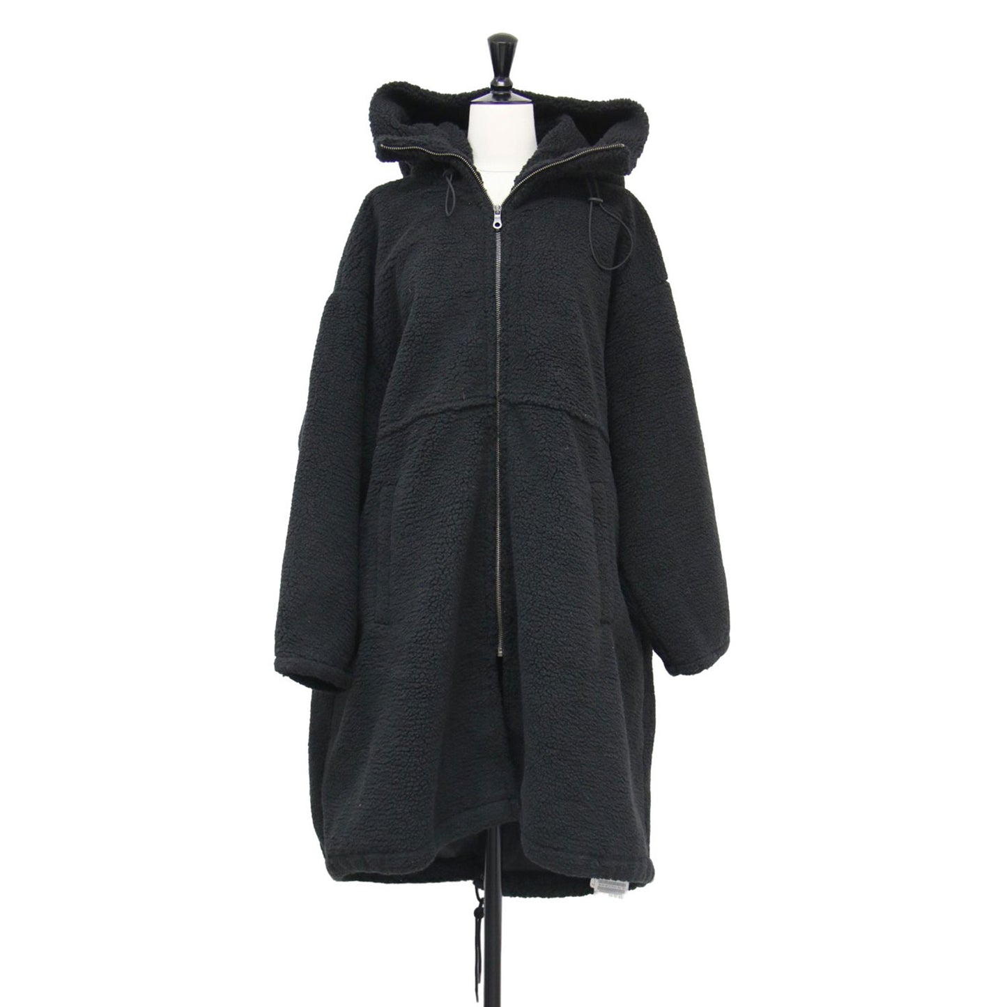 24秋冬 ボア フード コート / モッズコート ロング ジップアップ オーバーサイズ フリース