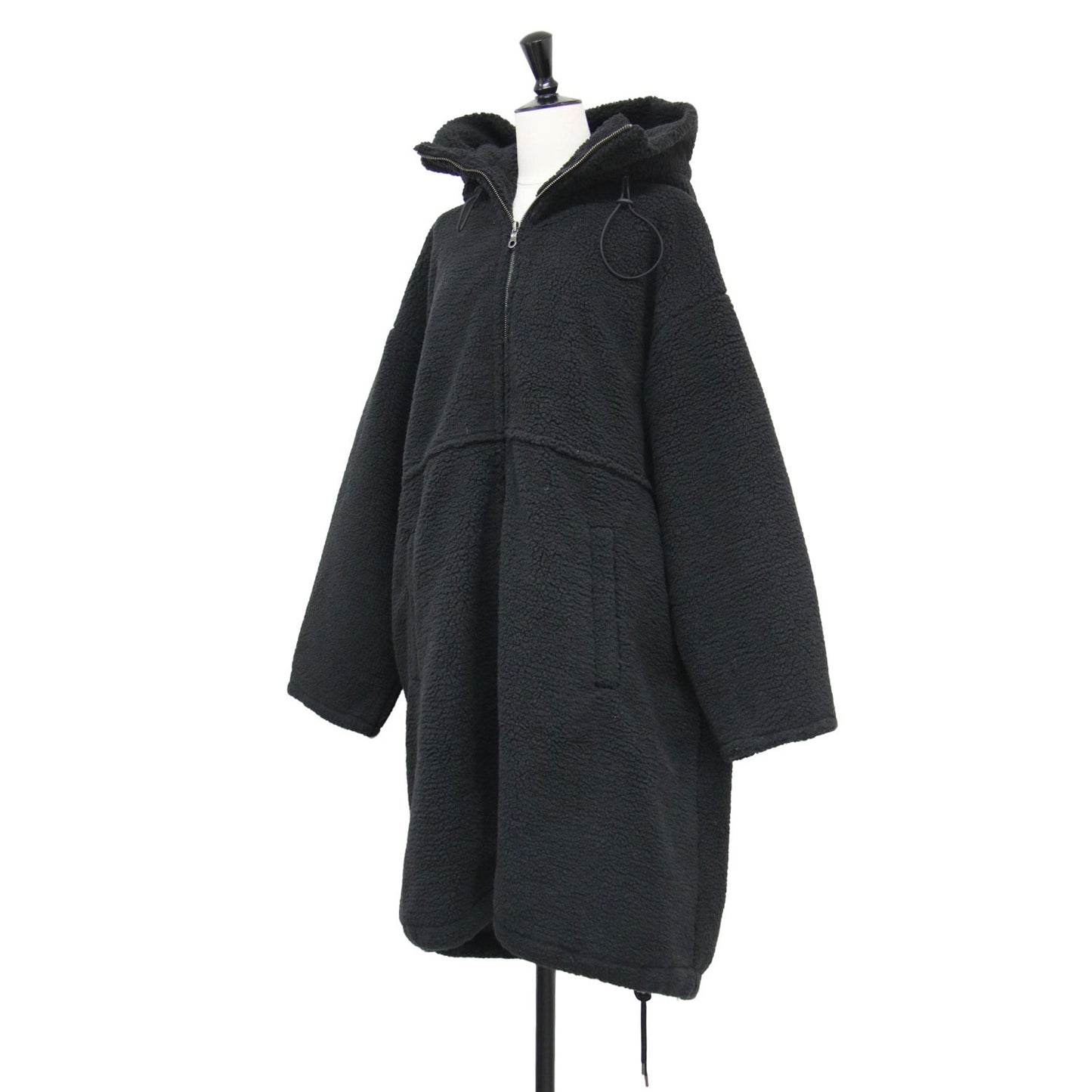 24秋冬 ボア フード コート / モッズコート ロング ジップアップ オーバーサイズ フリース