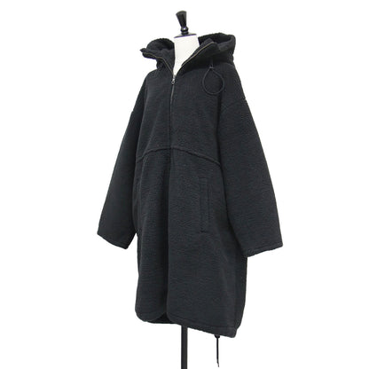 24秋冬 ボア フード コート / モッズコート ロング ジップアップ オーバーサイズ フリース