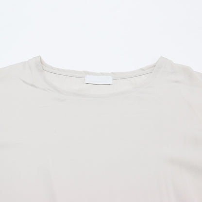 24春夏 サテン Tシャツ型 ブラウス / プルオーバー 半袖 ラウンドネック