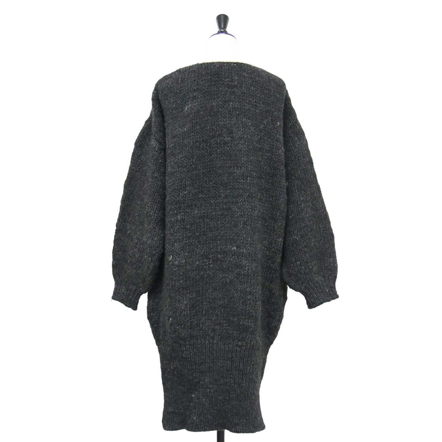 24秋冬 ウール ローゲージ ニット ワンピース / プルオーバー Vネック ミディ丈 長袖 オーバーサイズ