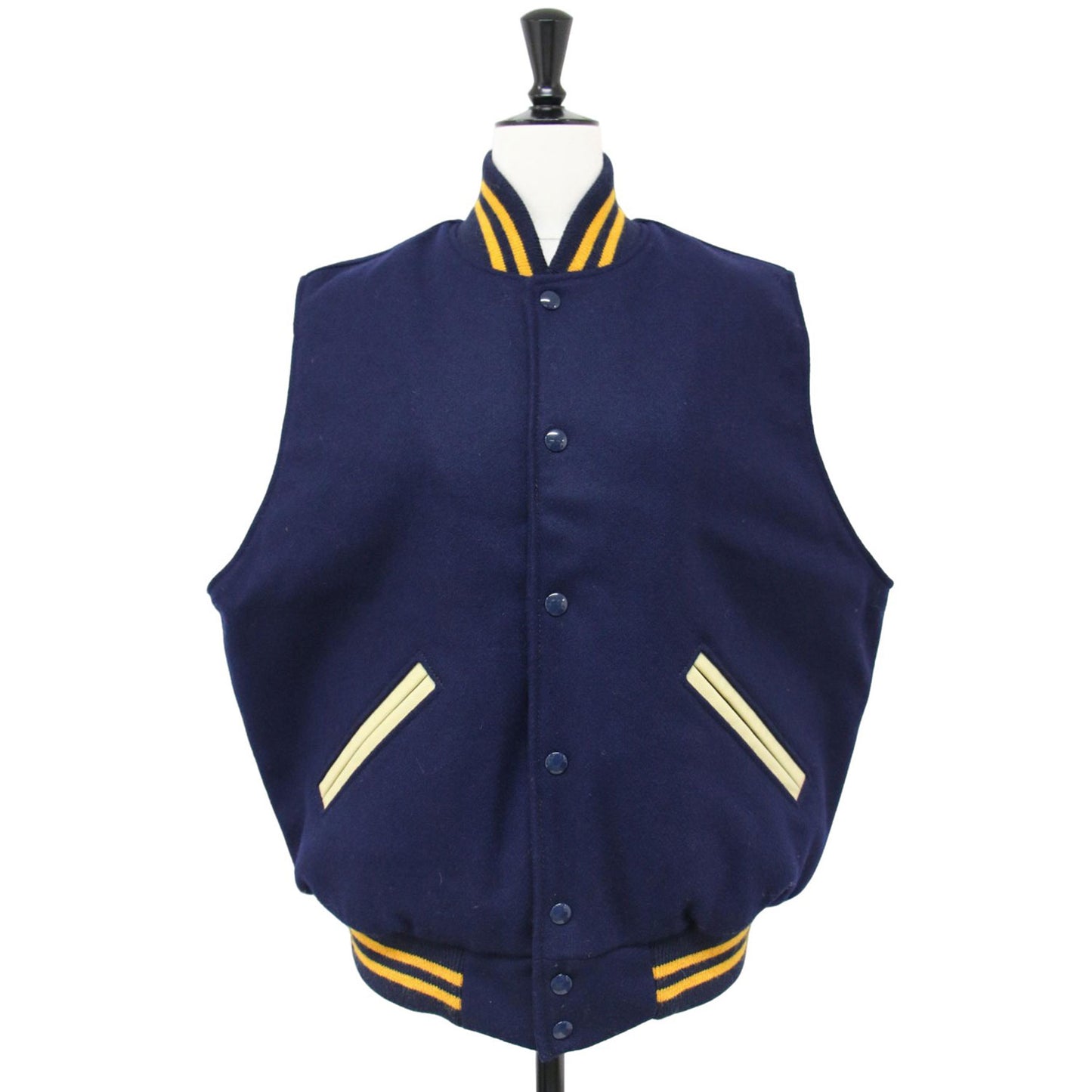 ウール ヴァ―シティ ベスト / リブ 配色 ライン スタジャン VARSITY VEST