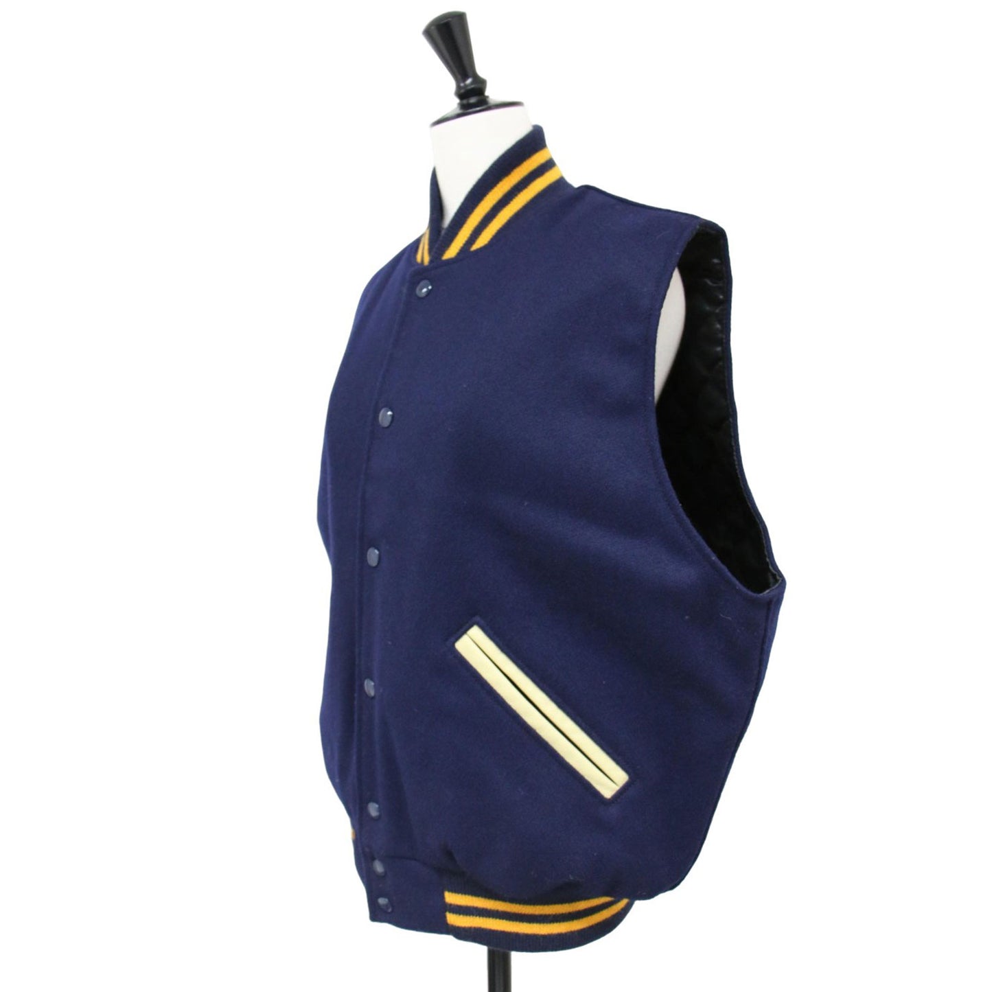 ウール ヴァ―シティ ベスト / リブ 配色 ライン スタジャン VARSITY VEST