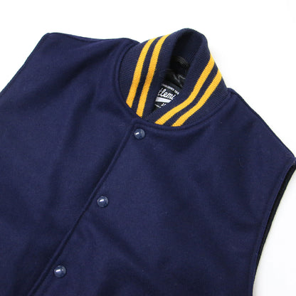 ウール ヴァ―シティ ベスト / リブ 配色 ライン スタジャン VARSITY VEST
