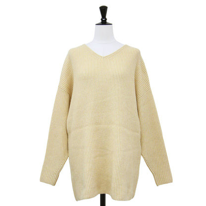 ウール セーブル カシミヤ Vネック プルオーバー / ニット 長袖 ドロップショルダー