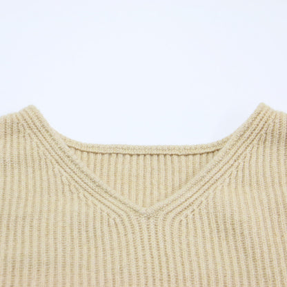 ウール セーブル カシミヤ Vネック プルオーバー / ニット 長袖 ドロップショルダー