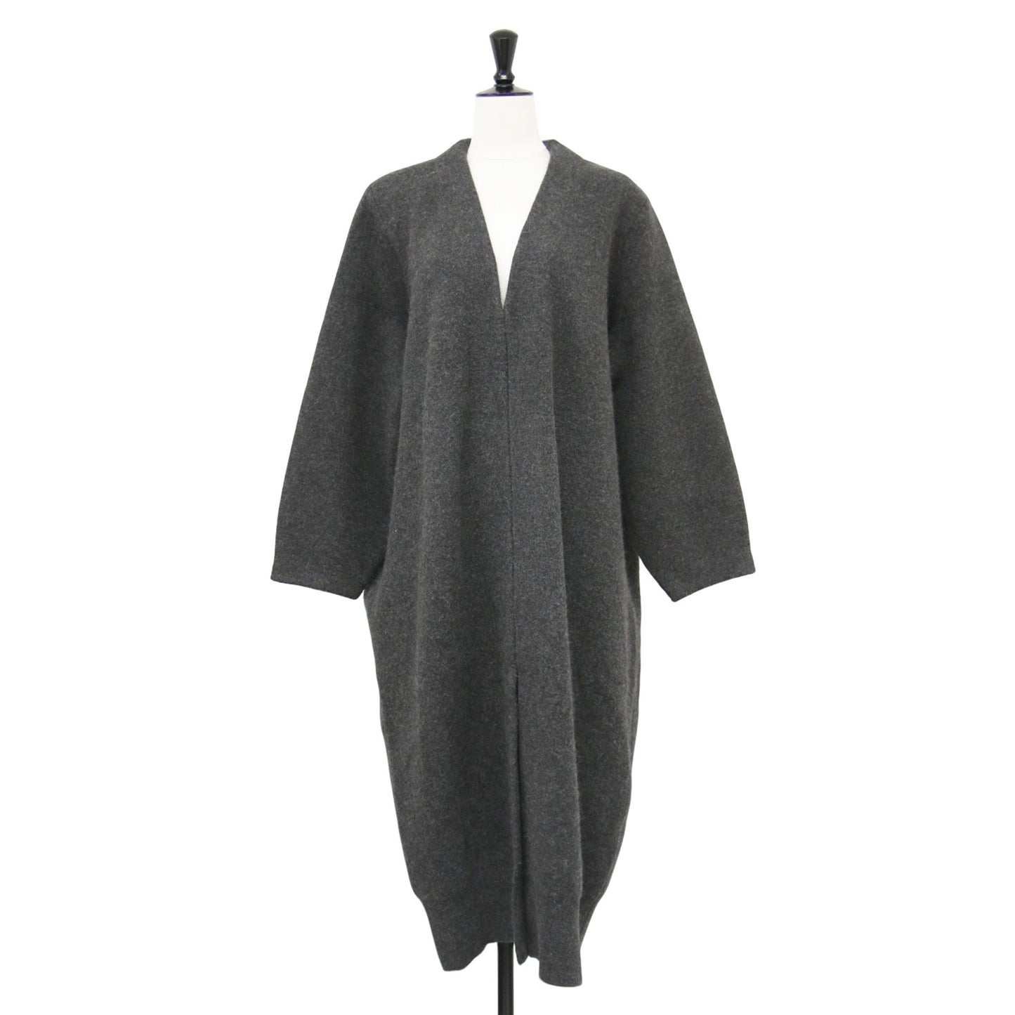 RIAM 24秋冬 アンゴラ ミックス ニット コート / ロング ノーカラー Vネック ウール