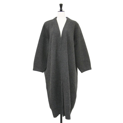 RIAM 24秋冬 アンゴラ ミックス ニット コート / ロング ノーカラー Vネック ウール