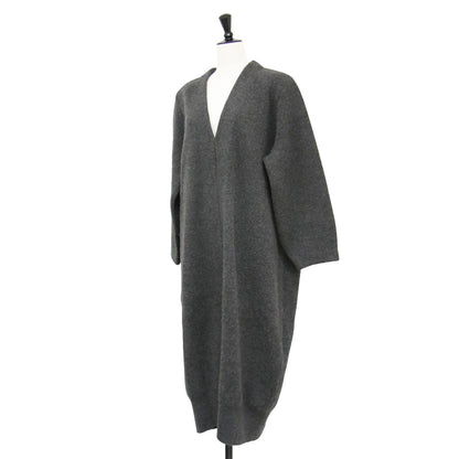 RIAM 24秋冬 アンゴラ ミックス ニット コート / ロング ノーカラー Vネック ウール